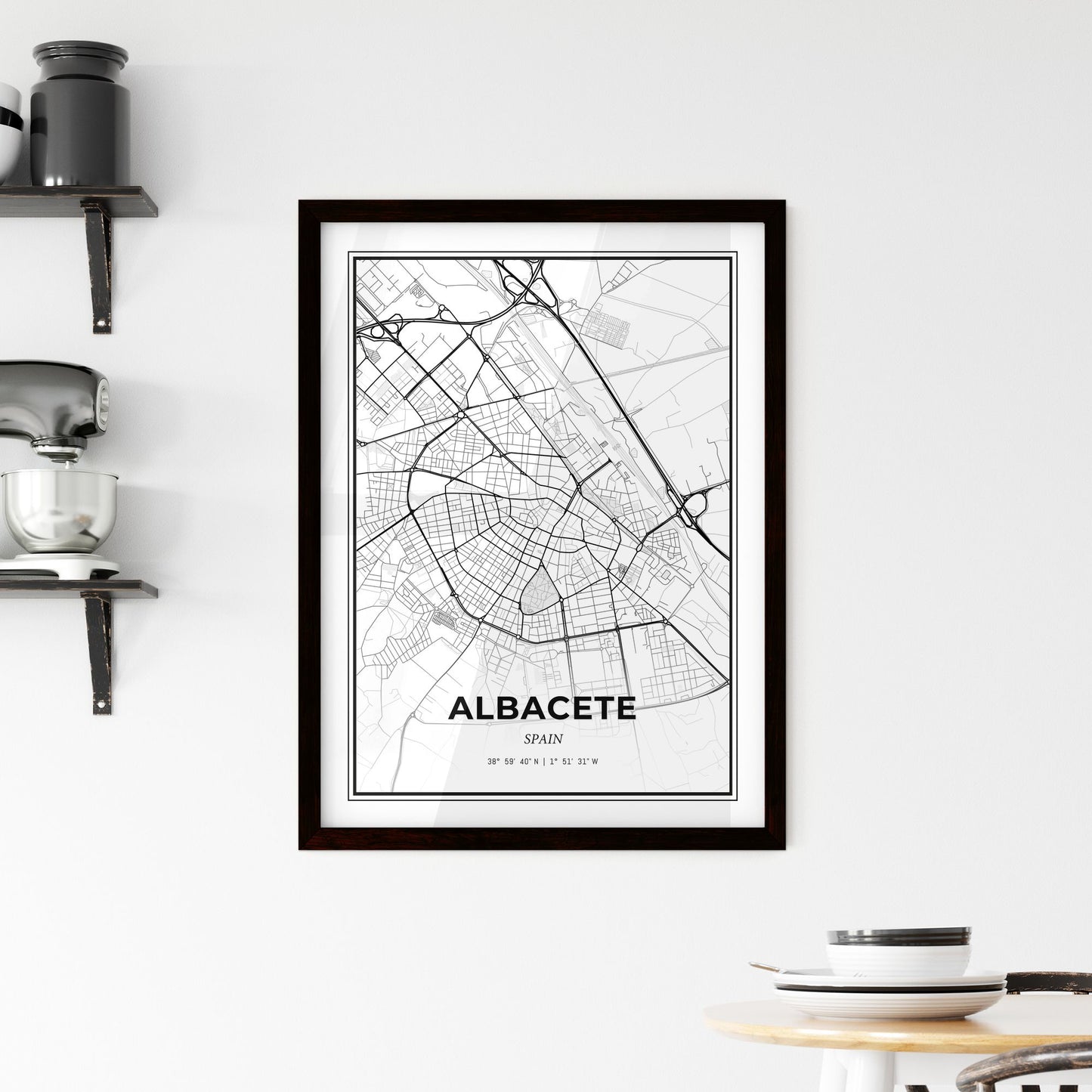 Albacete Spain - Minimal City Map