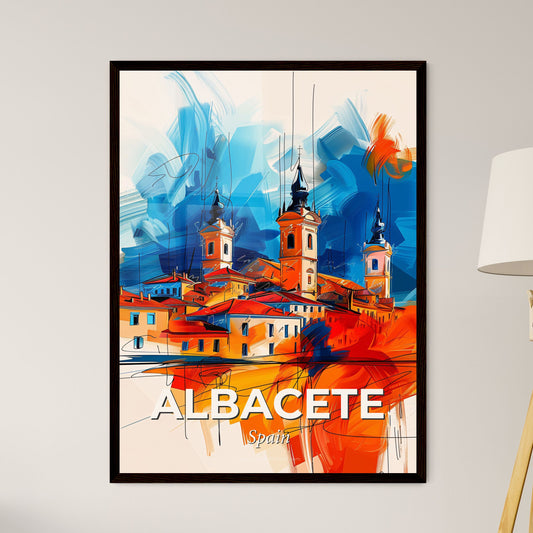 Vibrant Albacete, Spain - A Painting Of A Town With Towers