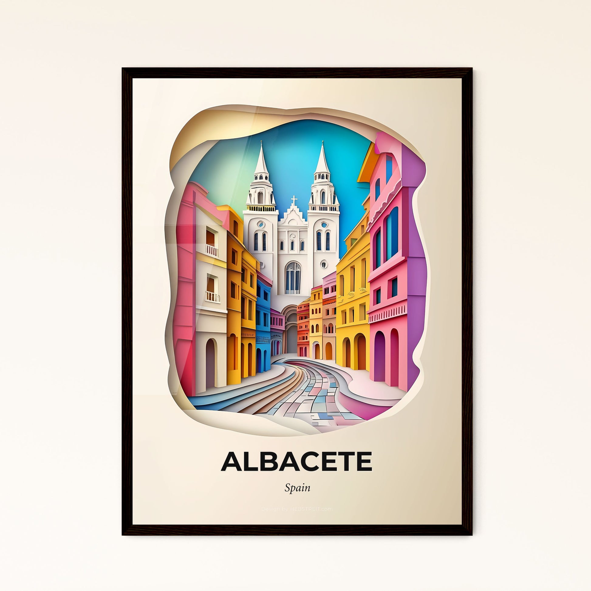 Vivid Albacete, Spain - a city street with a train passing by