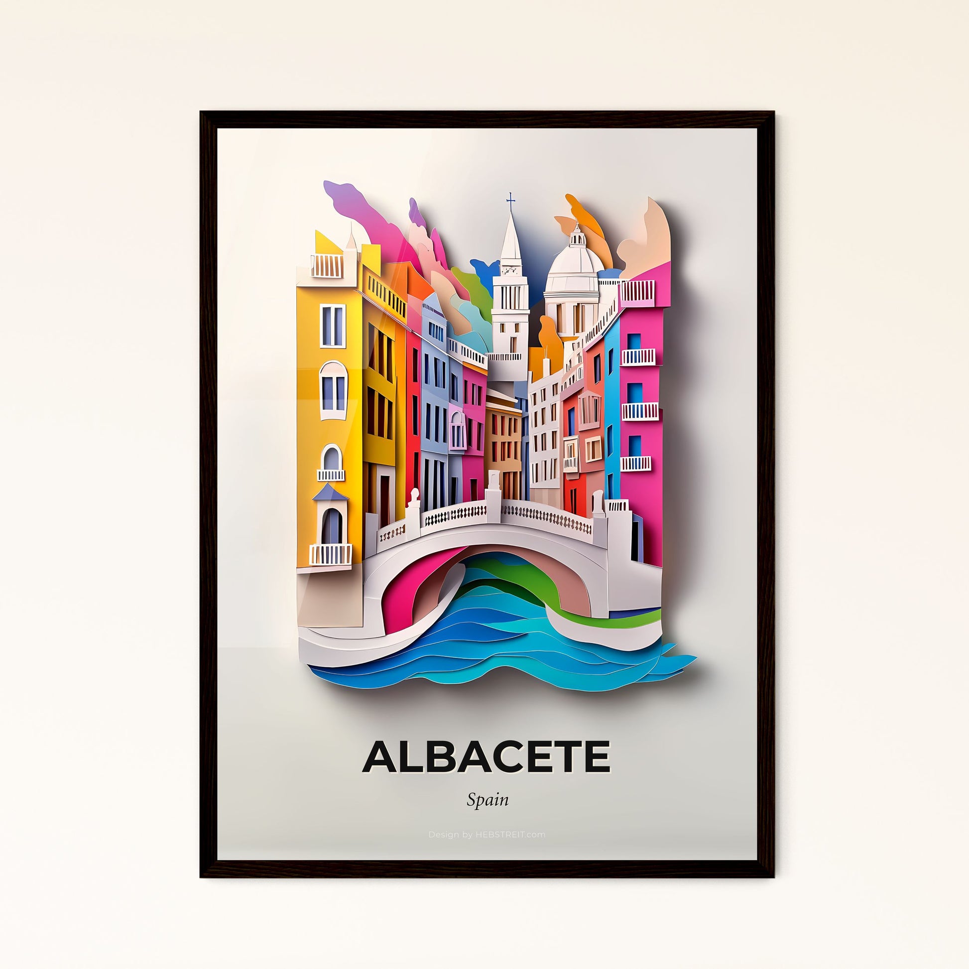 Vivid Albacete, Spain - a paper cut of a bridge over a river