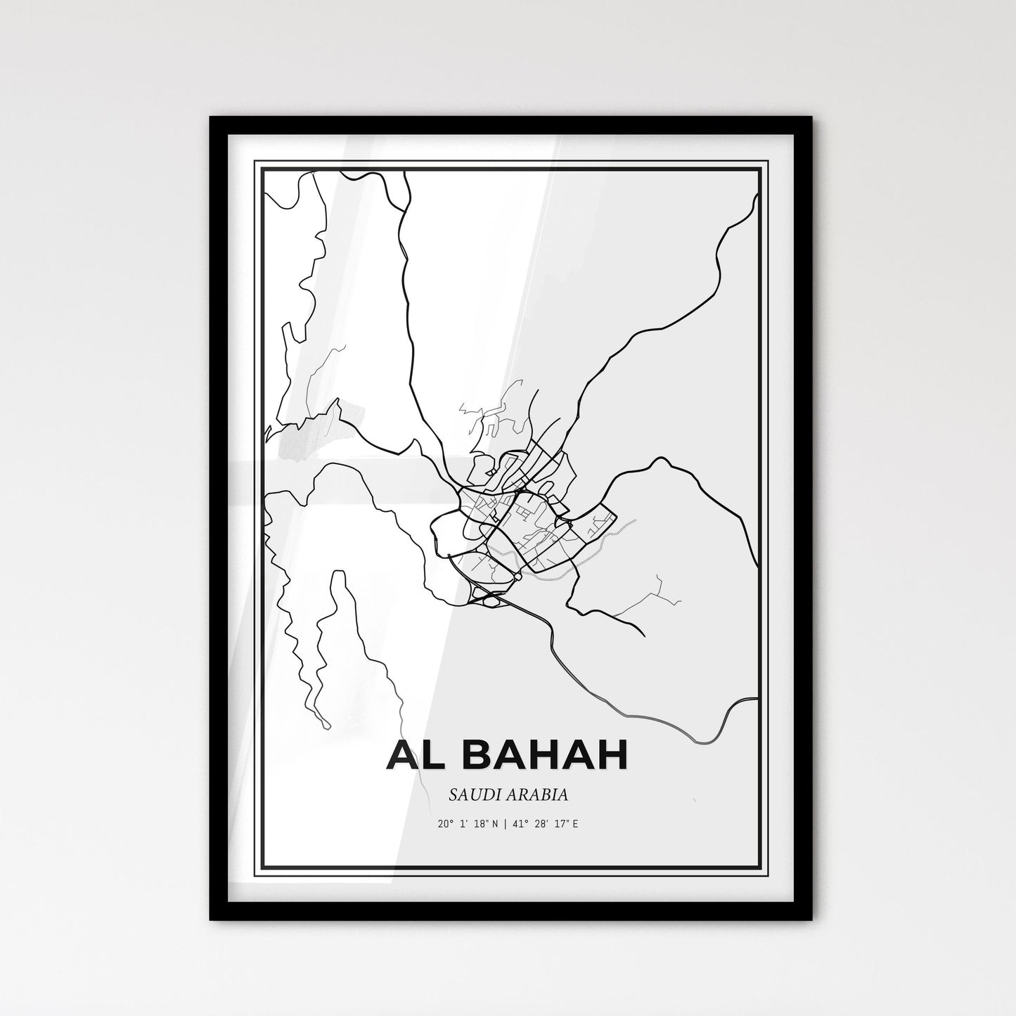 Al Bahah Saudi Arabia - Scandinavian Style City Map for Modern Home Decor