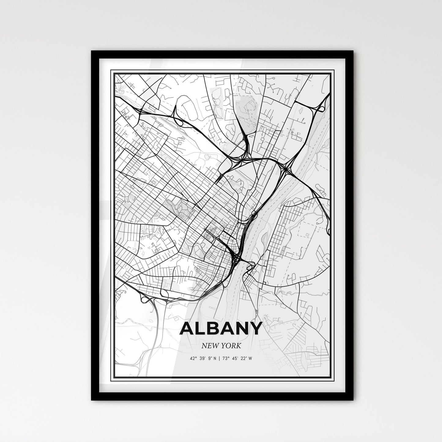 Albany New York - Scandinavian Style City Map for Modern Home Decor