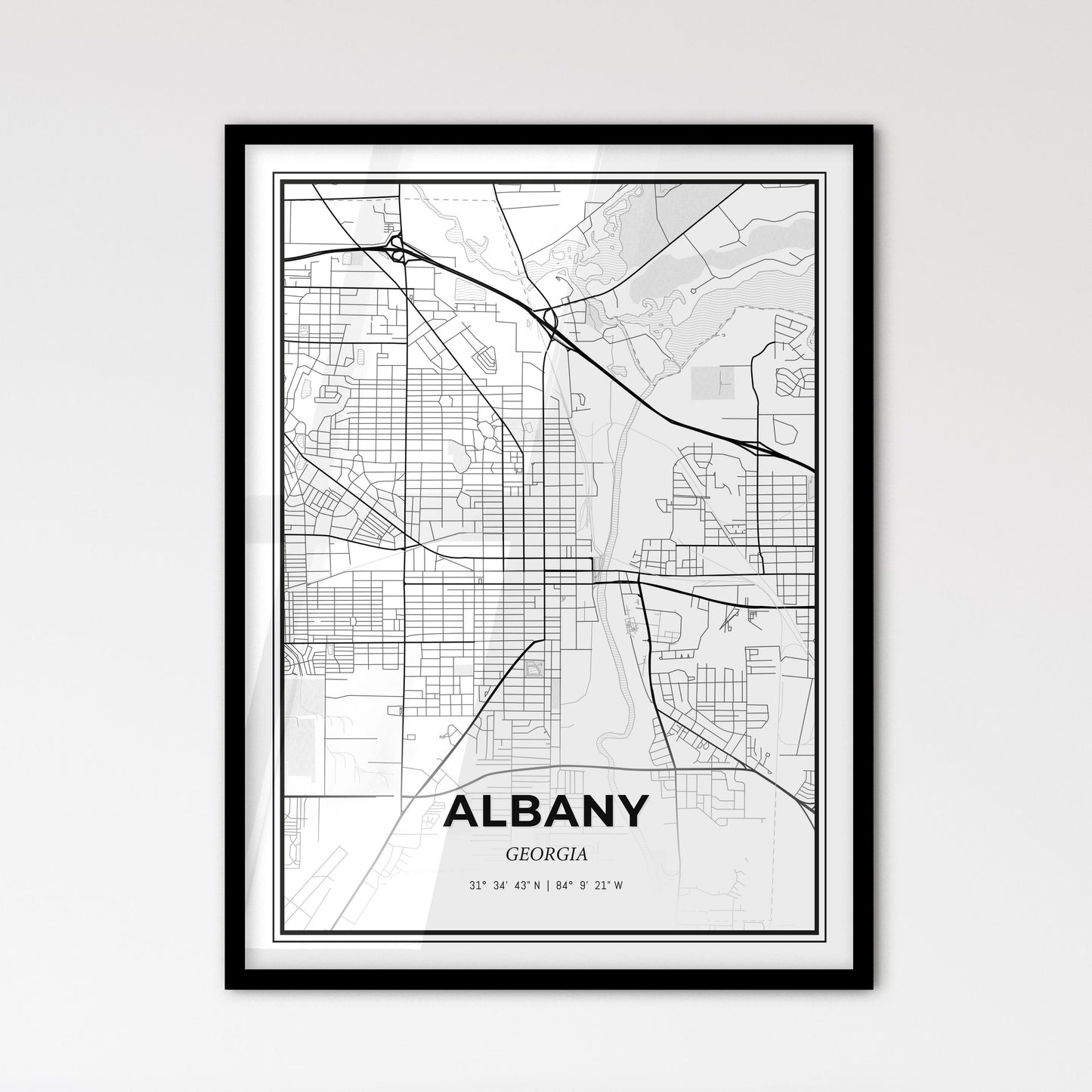 Albany Georgia - Scandinavian Style City Map for Modern Home Decor