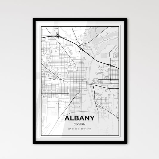 Albany Georgia - Scandinavian Style City Map for Modern Home Decor