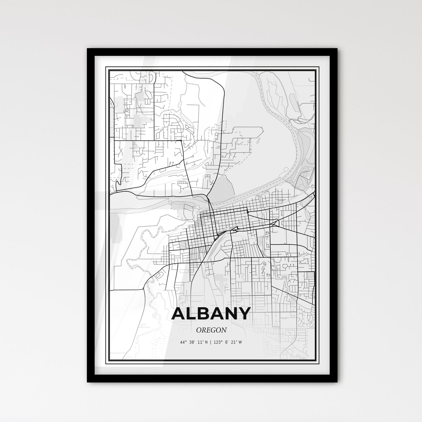 Albany Oregon - Scandinavian Style City Map for Modern Home Decor