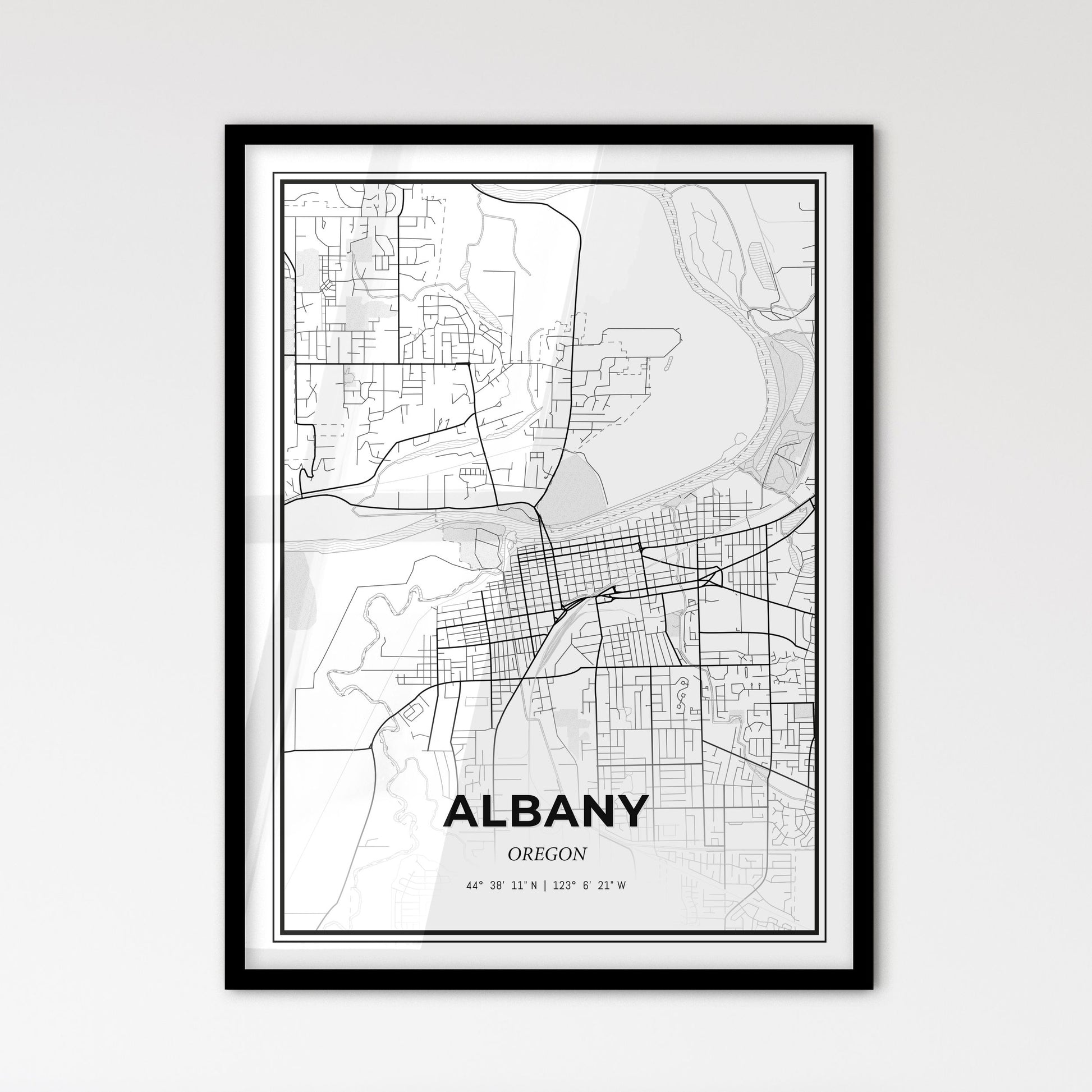 Albany Oregon - Scandinavian Style City Map for Modern Home Decor