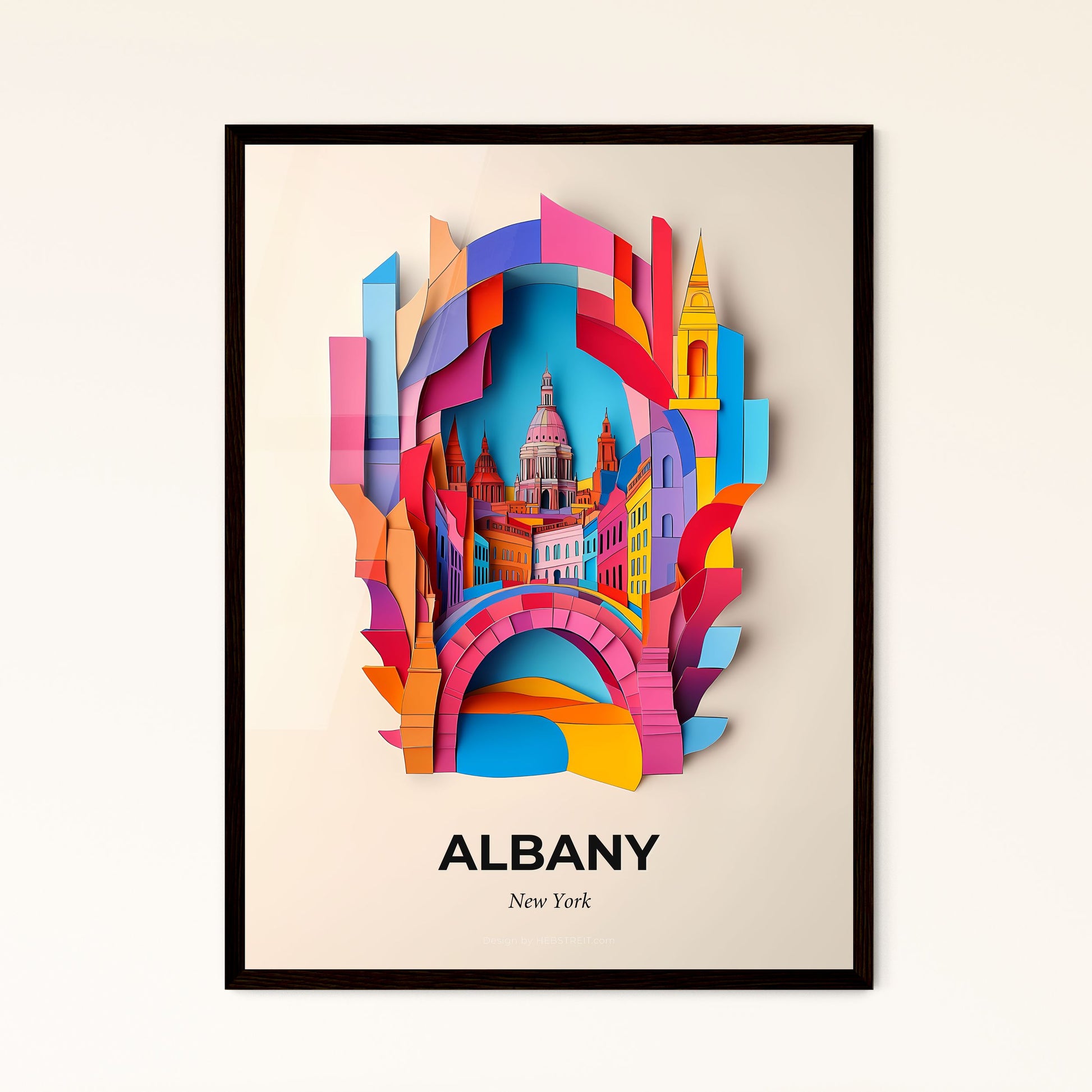 Vivid Albany, New York - a colorful city with a bridge and a building