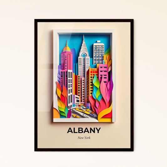 Vivid Albany, New York - a city with a bus and a train