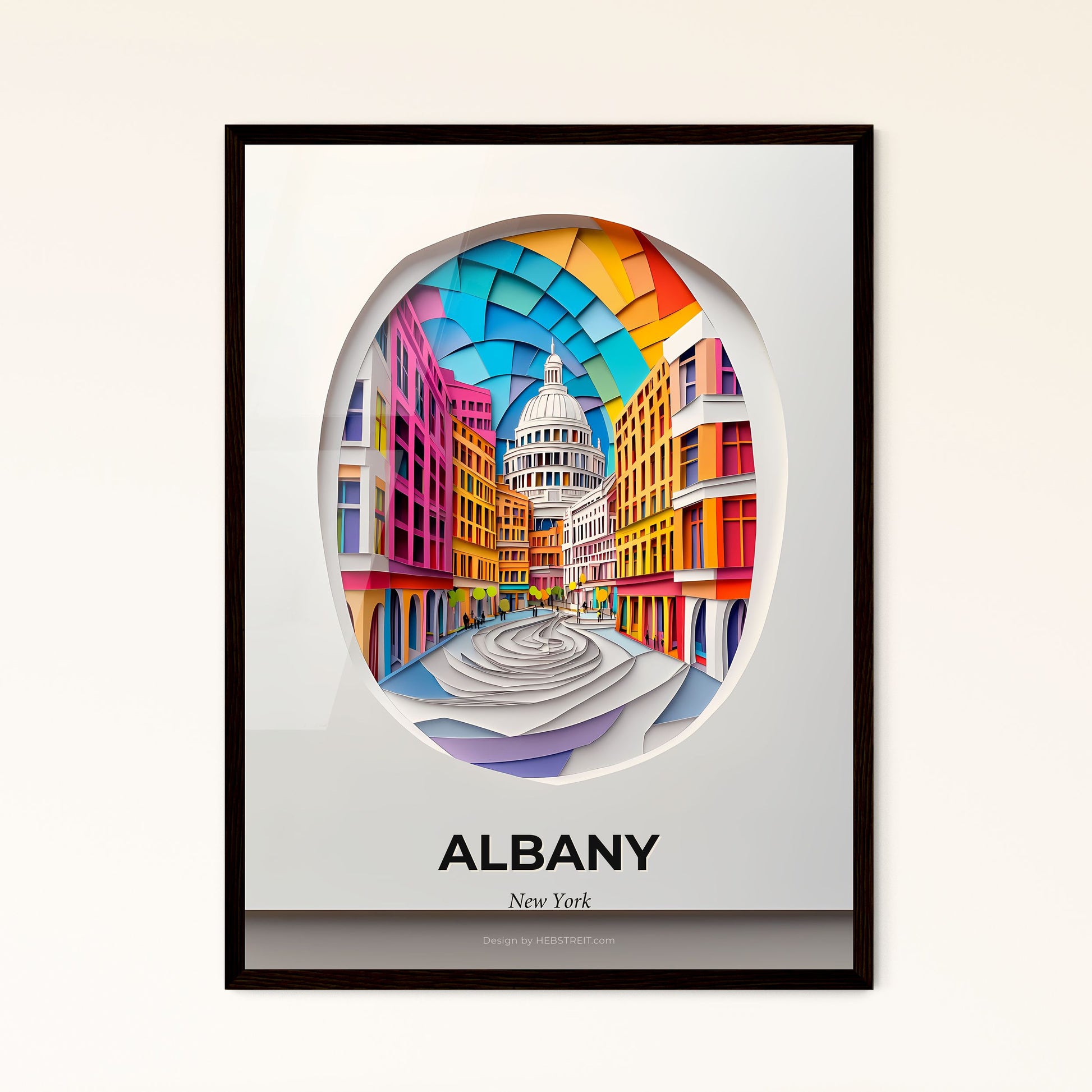 Vivid Albany, New York - a paper cut of a city with a fountain