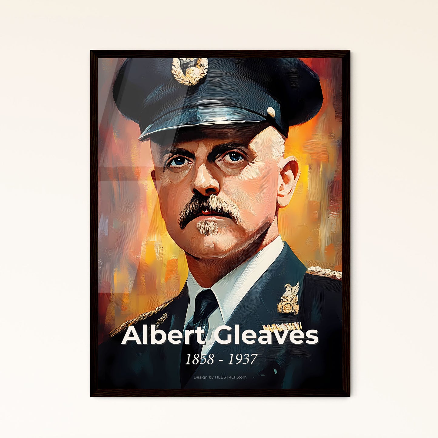 Portrait of Albert Gleaves, 1858 - 1937. Impressionistic painting of a man in a uniform.