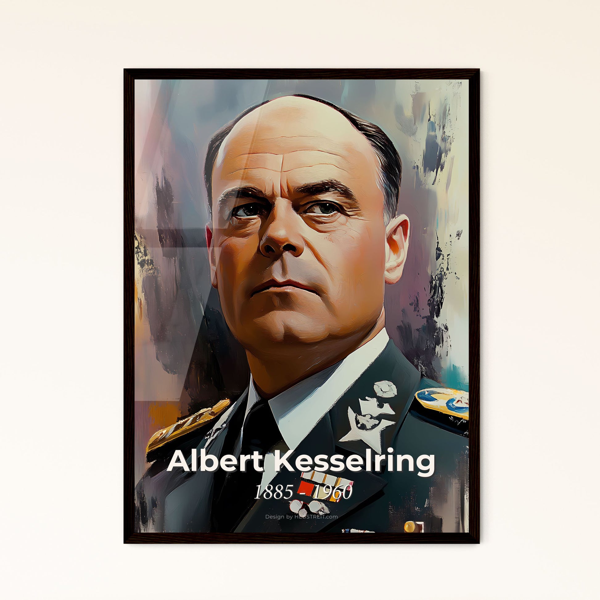 Portrait of Albert Kesselring, 1885 - 1960. Impressionistic painting of a man in military uniform.