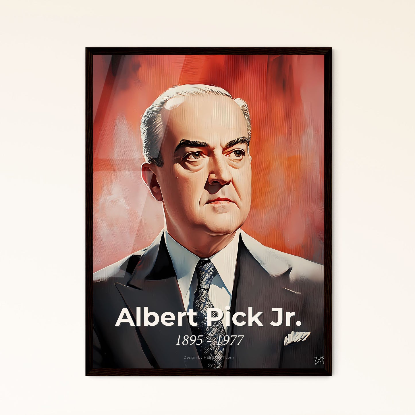 Portrait of Albert Pick Jr., 1895 - 1977. Impressionistic painting of a man in a suit.