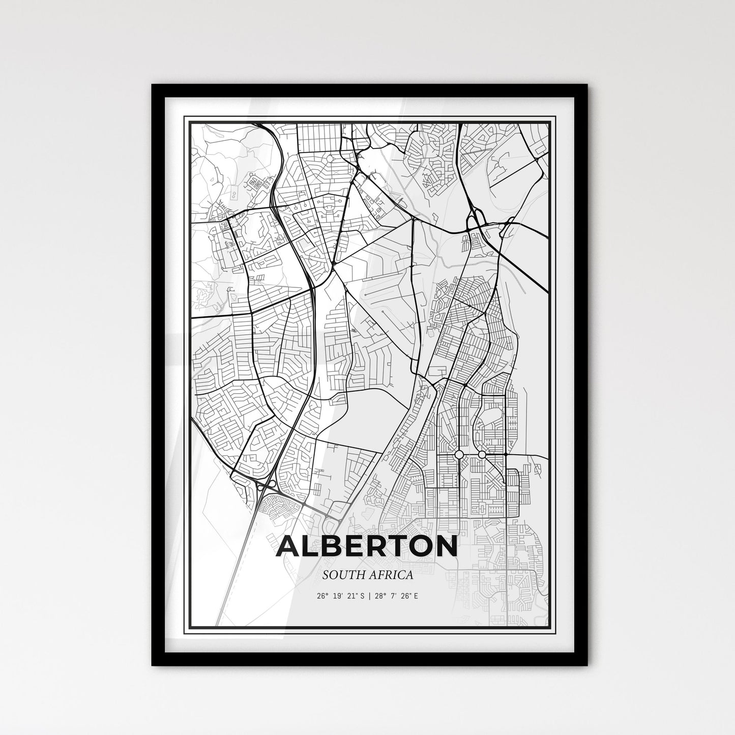 Alberton South Africa - Scandinavian Style City Map for Modern Home Decor