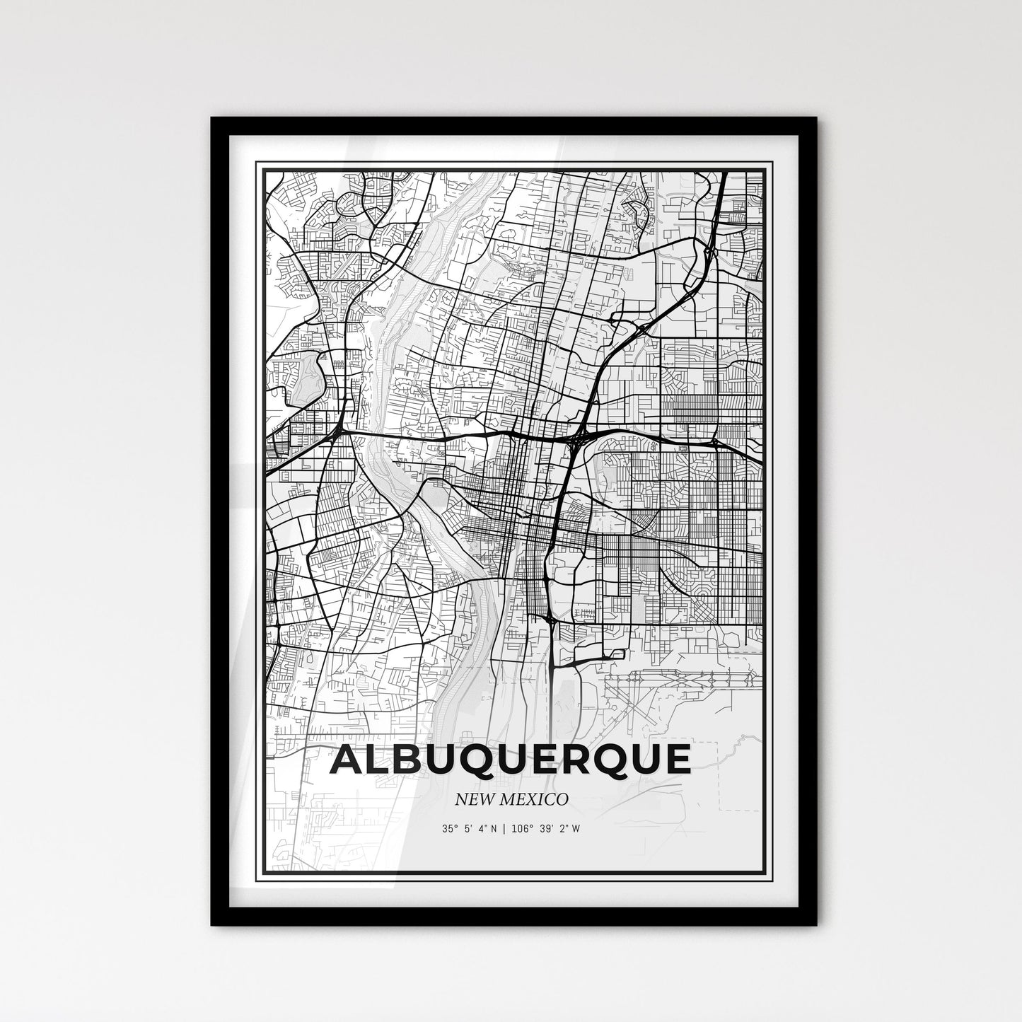 Albuquerque New Mexico - Scandinavian Style City Map for Modern Home Decor