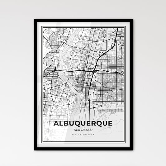 Albuquerque New Mexico - Scandinavian Style City Map for Modern Home Decor