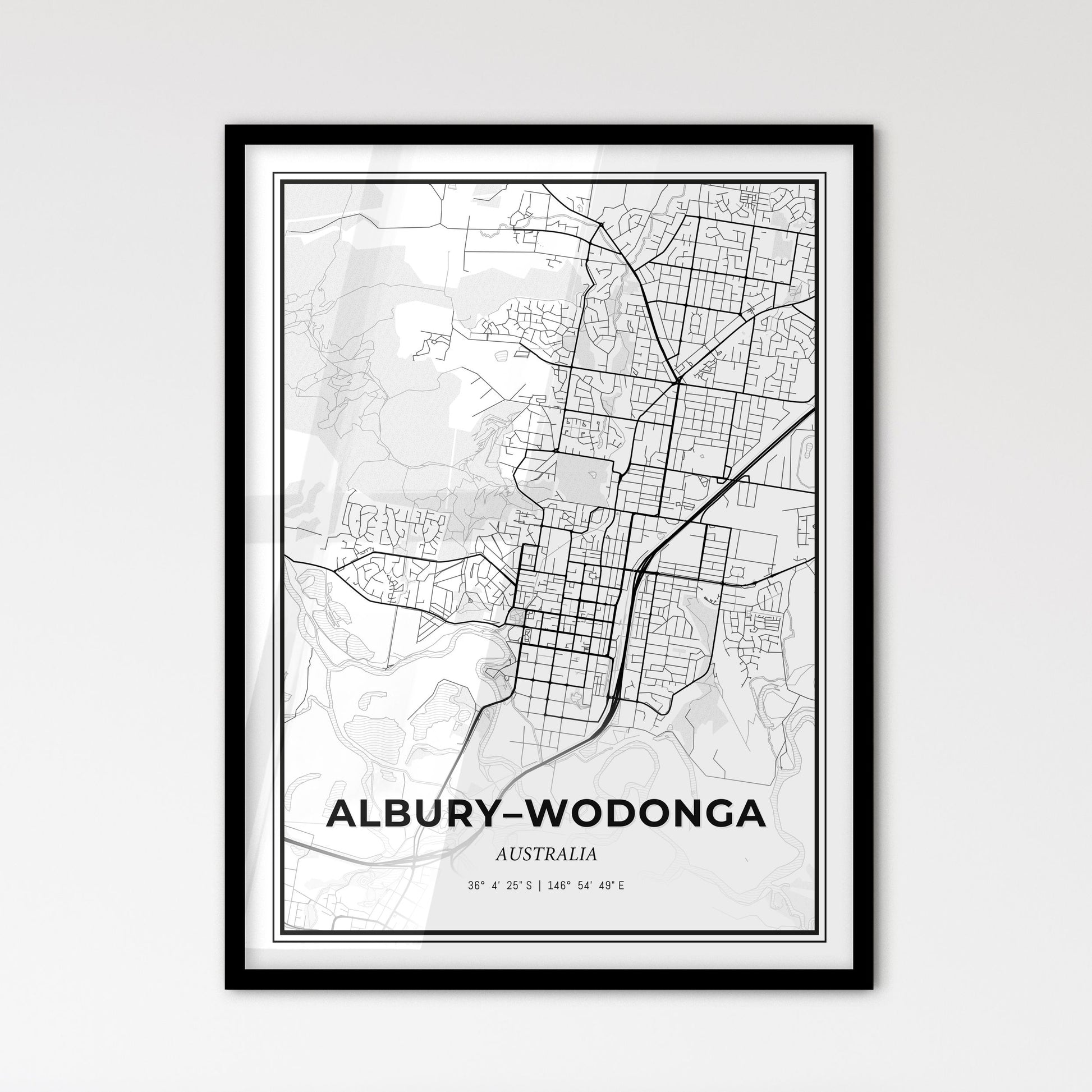 Albury–Wodonga Australia - Scandinavian Style City Map for Modern Home Decor