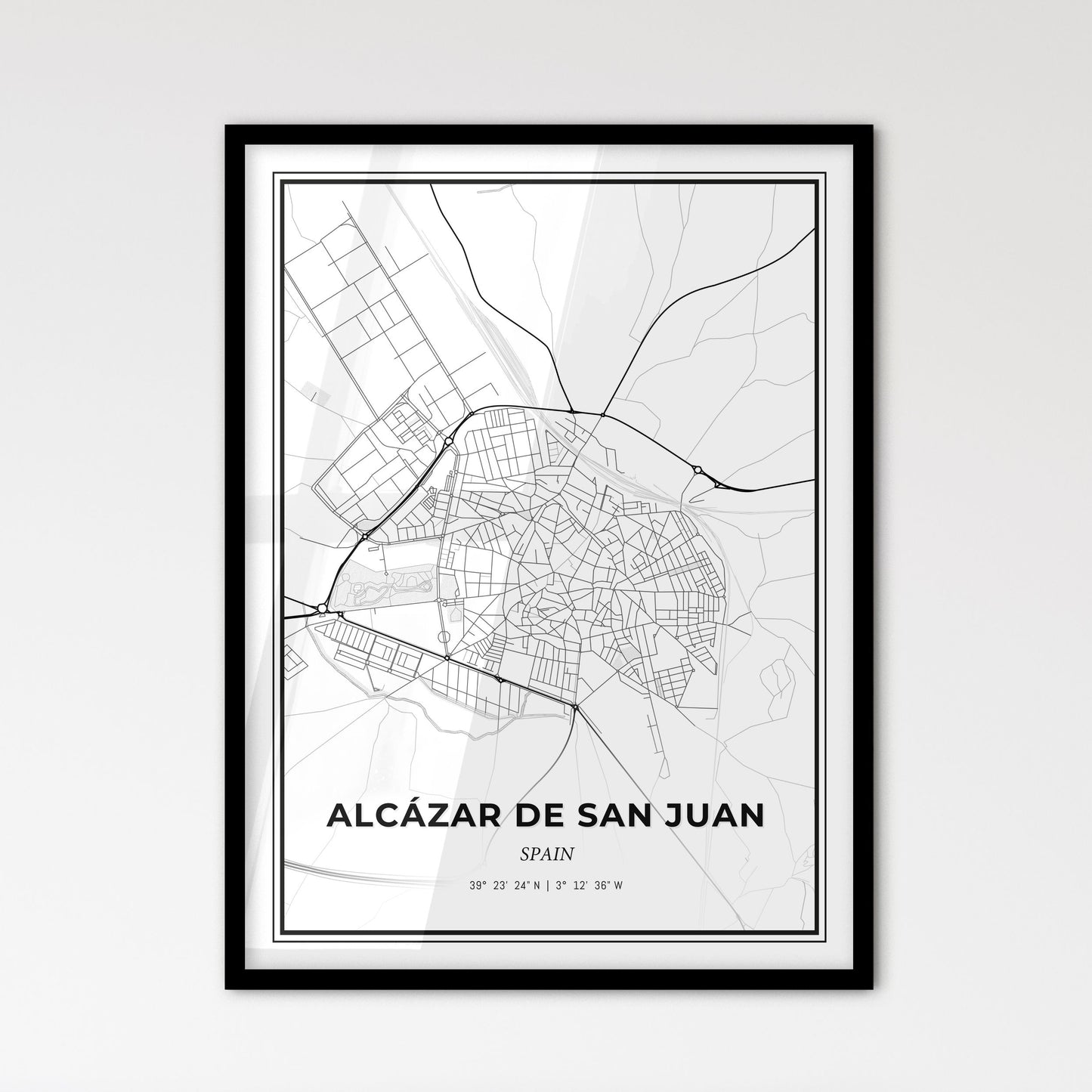 Alcázar de San Juan Spain - Scandinavian Style City Map for Modern Home Decor