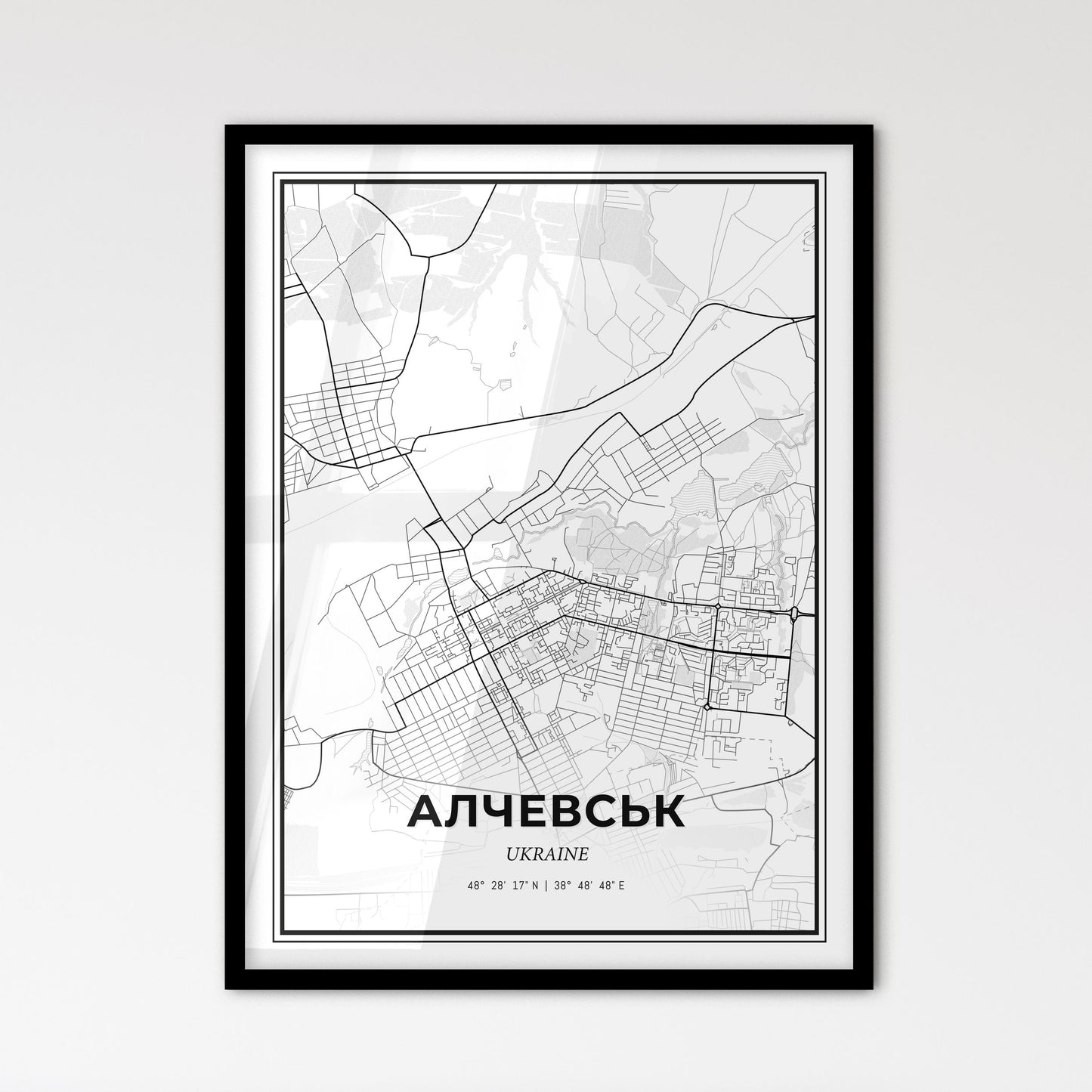 Alchevsk Ukraine - Scandinavian Style City Map for Modern Home Decor