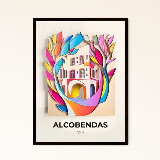 Vivid Alcobendas, Spain - a colorful paper cut of a building with a tree