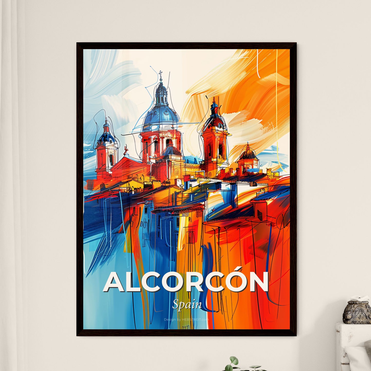 Vibrant Alcorcón, Spain - A Painting Of A Building