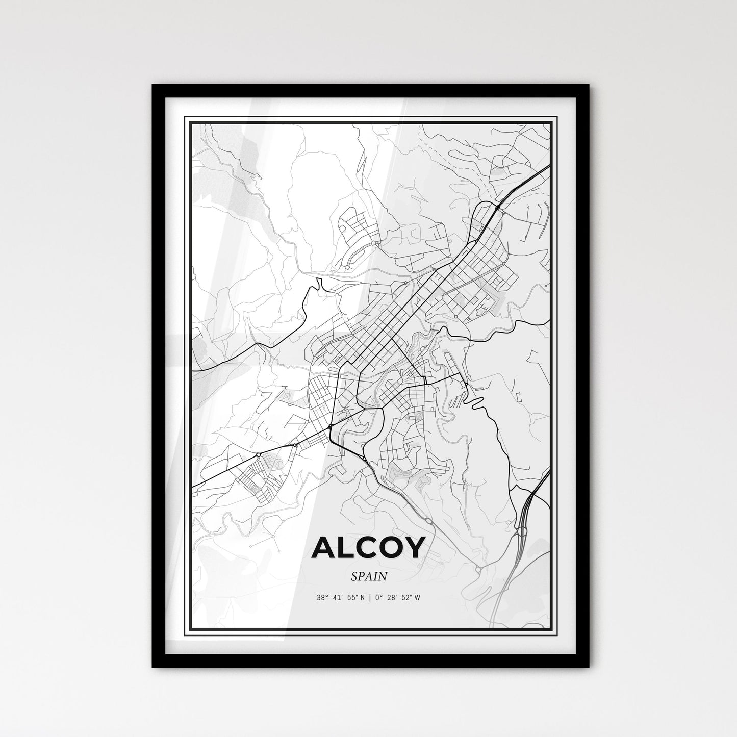 Alcoy Spain - Scandinavian Style City Map for Modern Home Decor