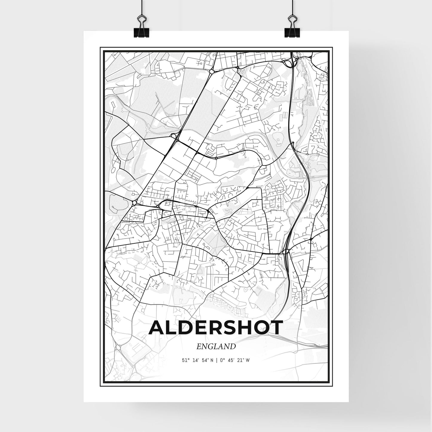 Aldershot England - Premium City Map Poster