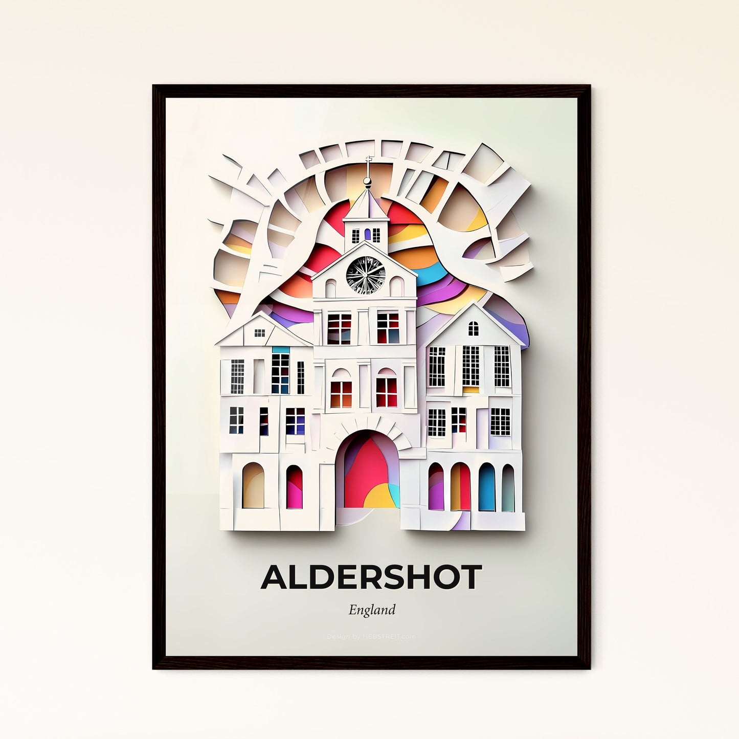 Vivid Aldershot, England - a paper cut of a city with a bridge