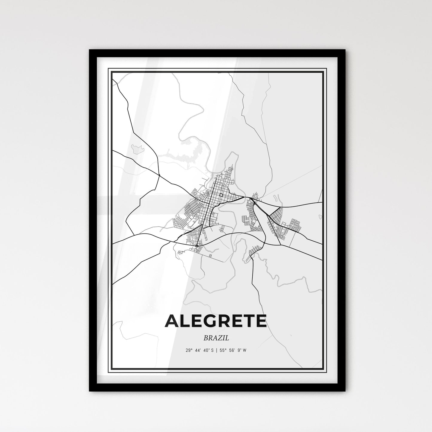 Alegrete Brazil - Scandinavian Style City Map for Modern Home Decor