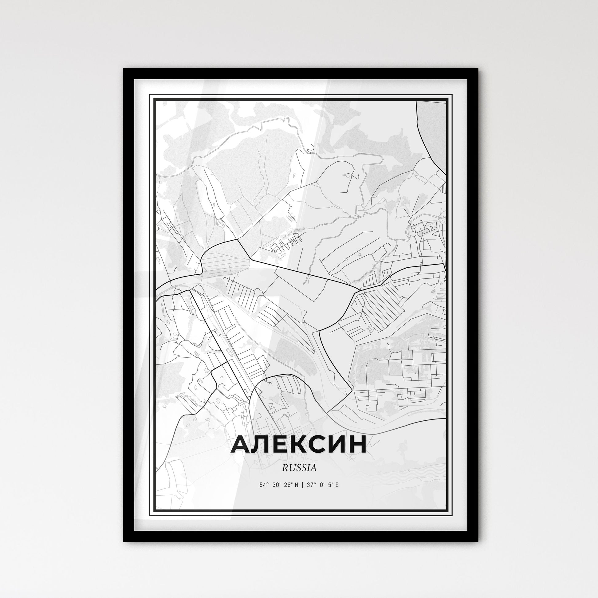 Aleksin Russia - Scandinavian Style City Map for Modern Home Decor