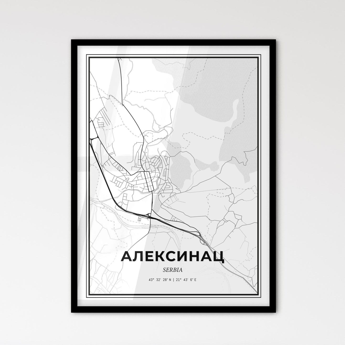 Aleksinac Serbia - Scandinavian Style City Map for Modern Home Decor