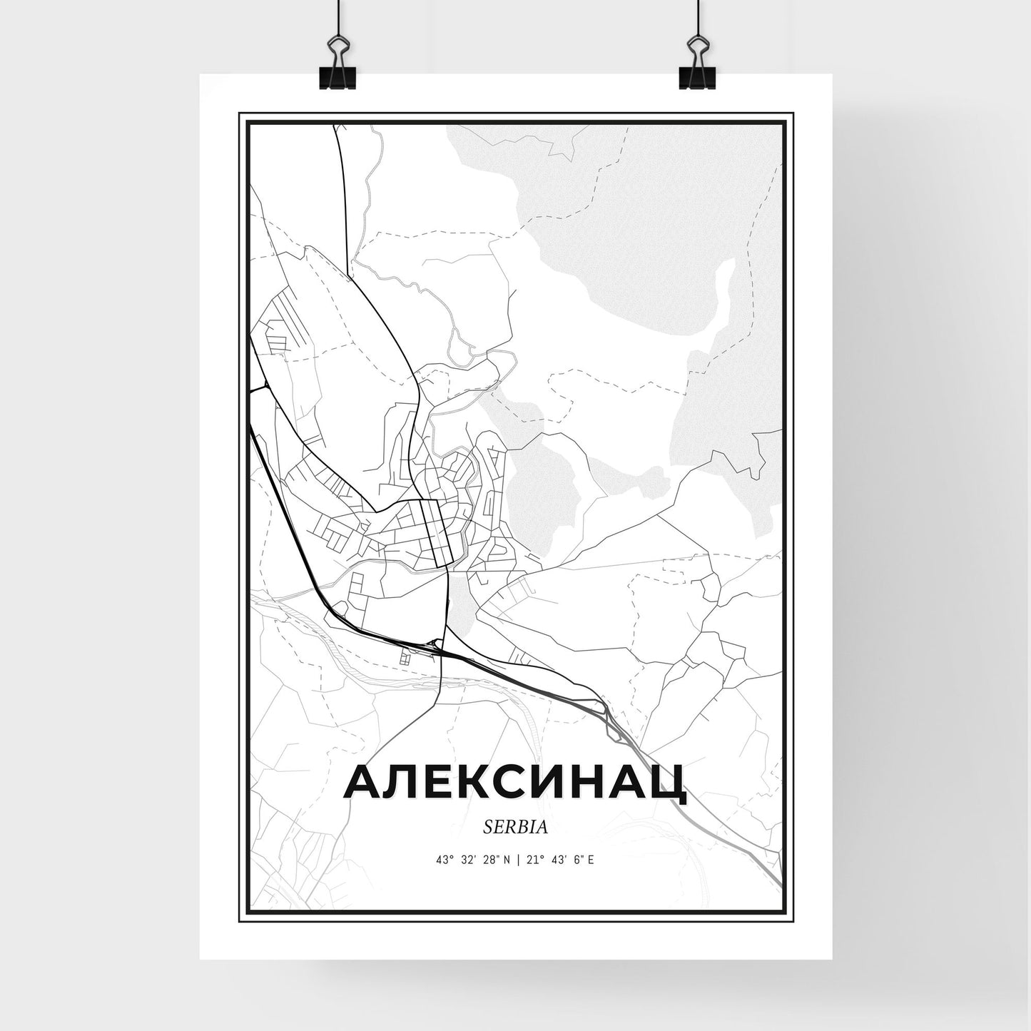 Aleksinac Serbia - Premium City Map Poster