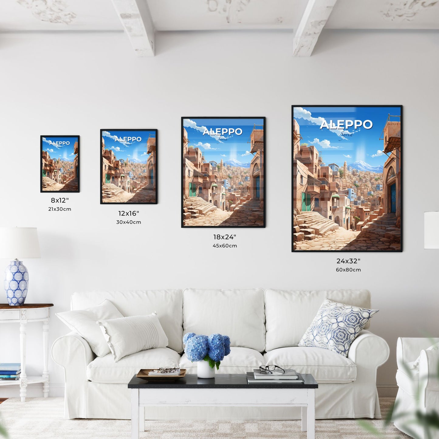 Vibrant Skyline Art of Aleppo, Syria - Cityscape with Iconic Mountain Backdrop Default Title