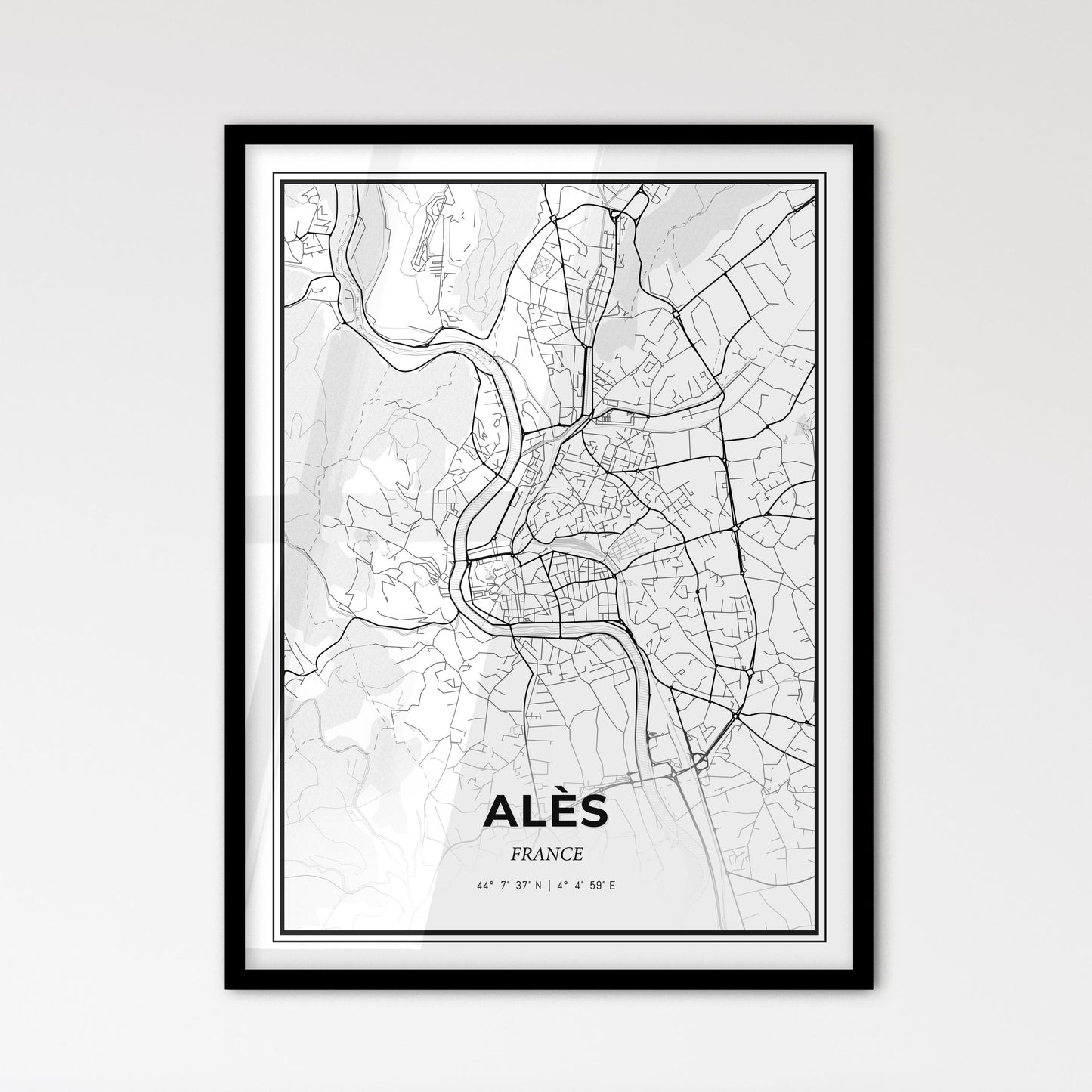 Alès France - Scandinavian Style City Map for Modern Home Decor