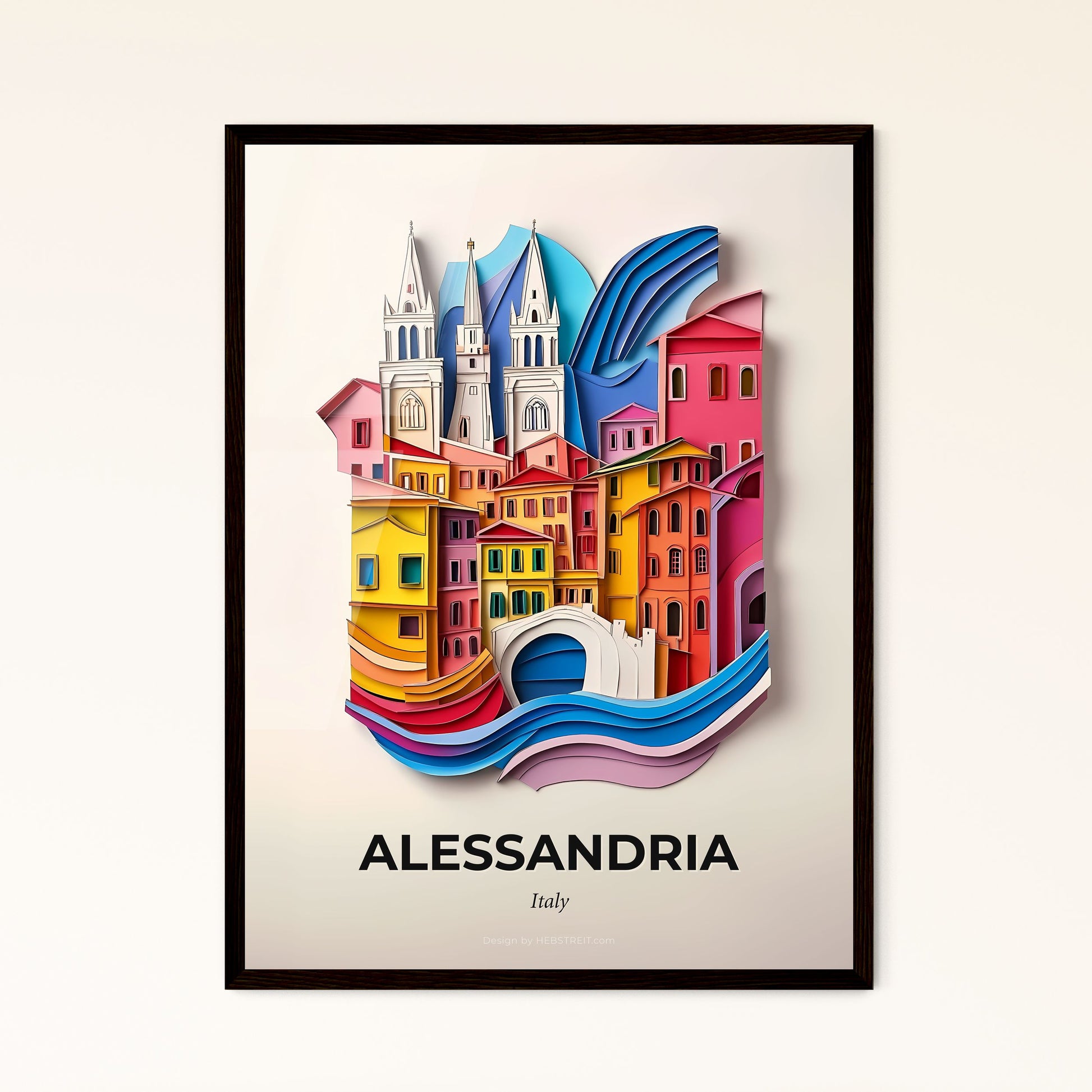 Vivid Alessandria, Italy - a paper cut of a city with a bridge