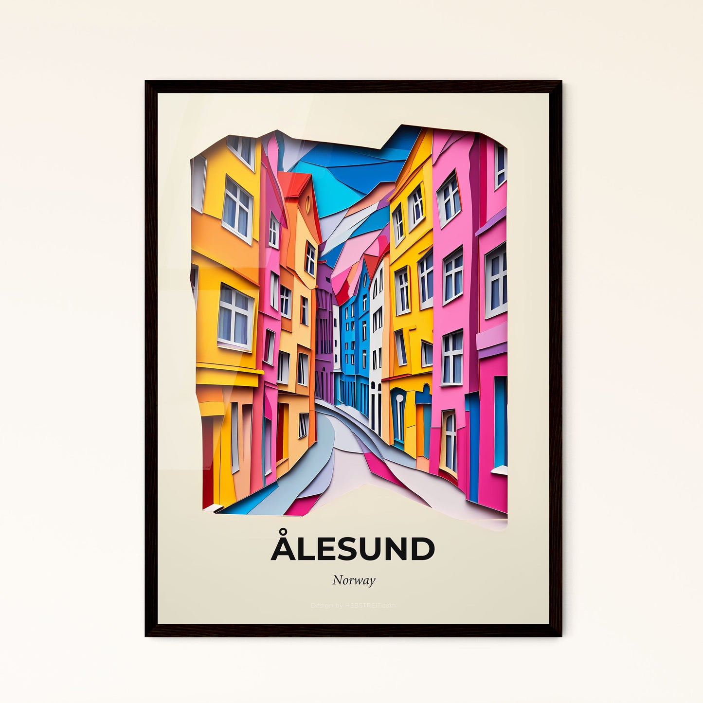 Vivid Ålesund, Norway - a street with a colorful building