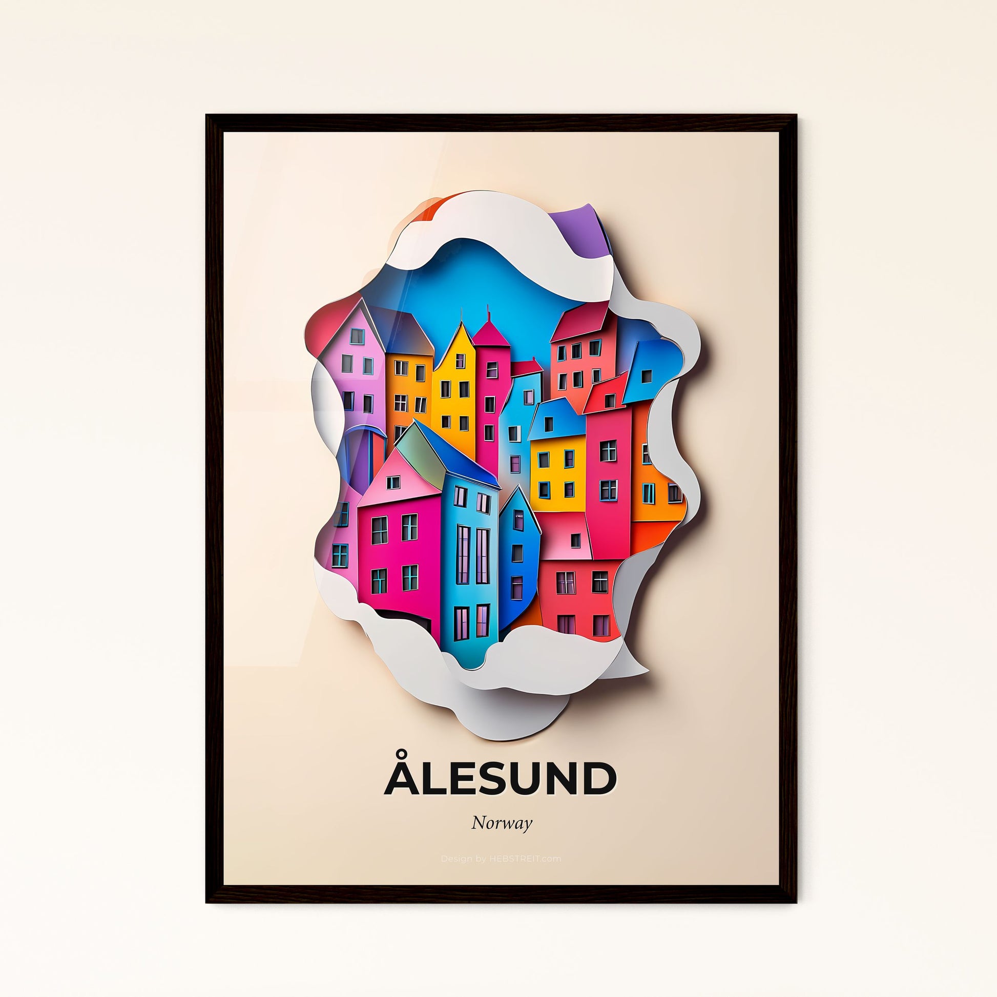 Vivid Ålesund, Norway - a paper cut of a city with a rainbow colored building