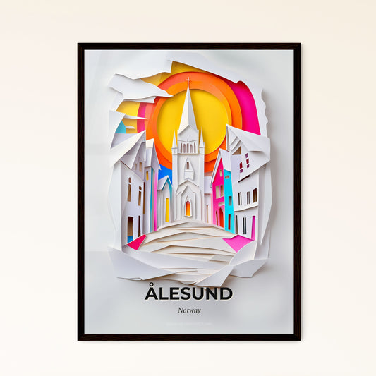 Vivid Ålesund, Norway - a paper cut of a church and a rainbow