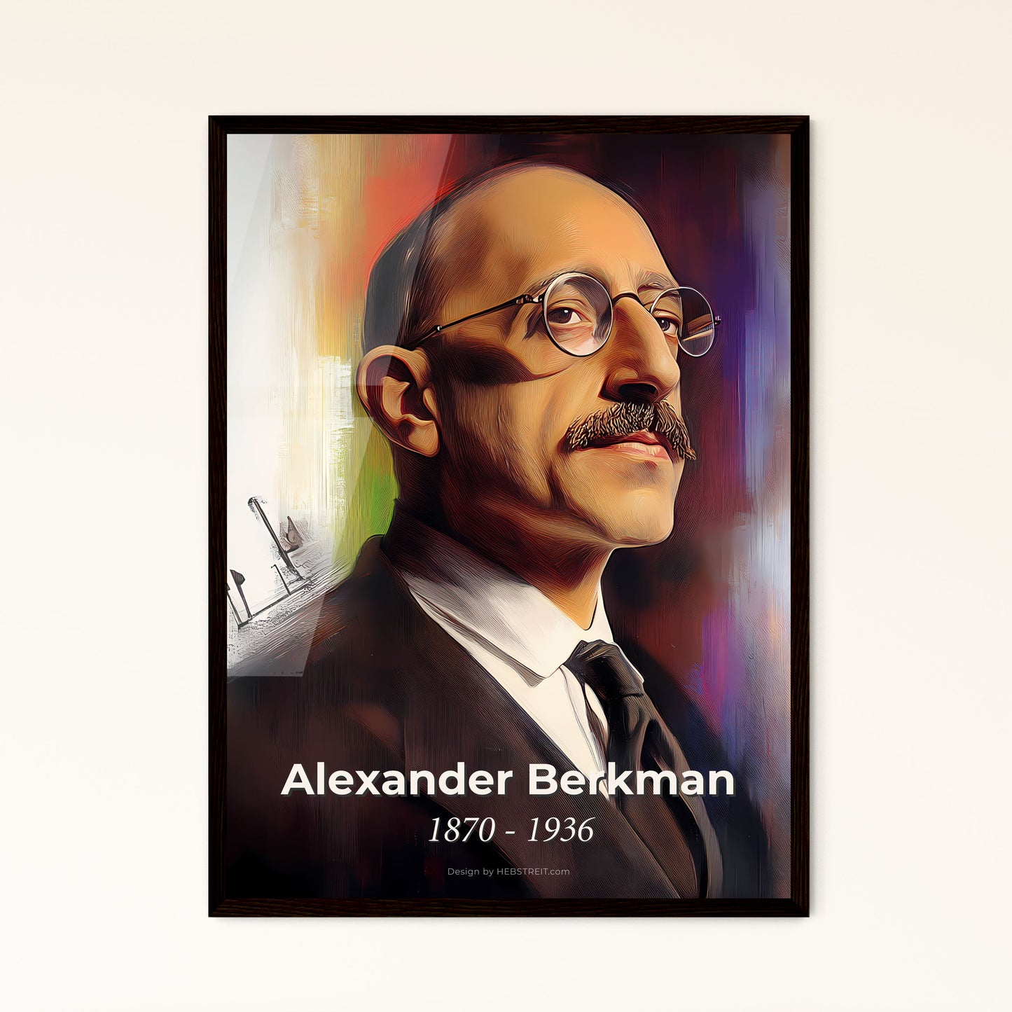 Portrait of Alexander Berkman, 1870 - 1936. Impressionistic painting of a man in a suit.