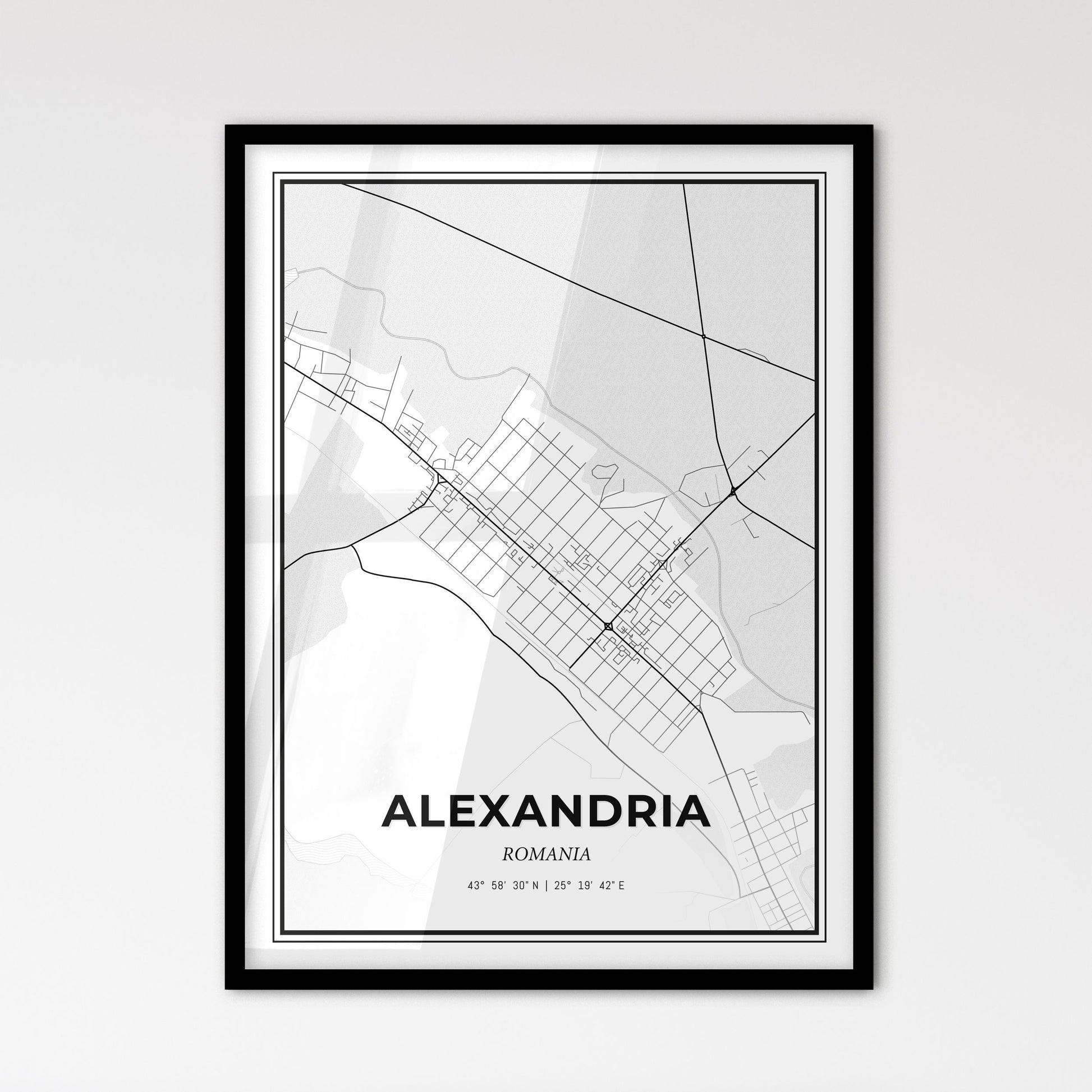 Alexandria Romania - Scandinavian Style City Map for Modern Home Decor