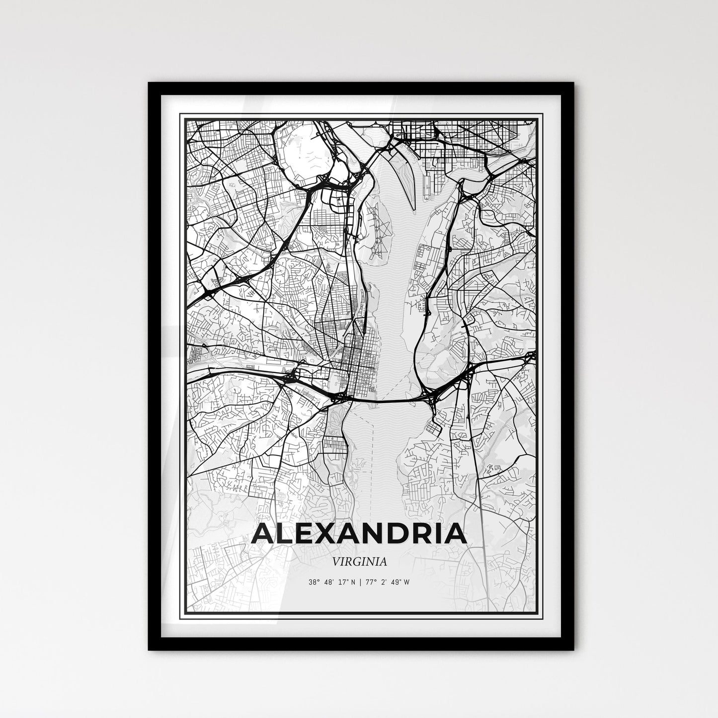 Alexandria Virginia - Scandinavian Style City Map for Modern Home Decor