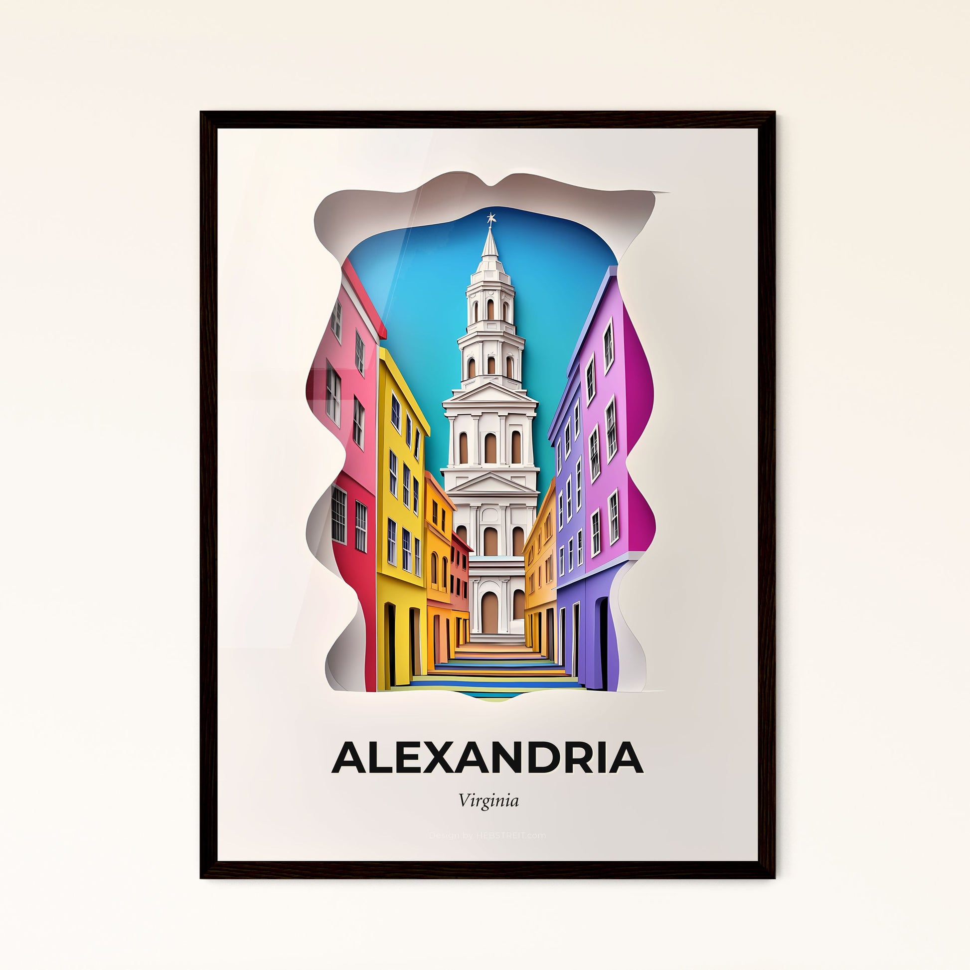 Vivid Alexandria, Virginia - a paper cut of a church tower in a city