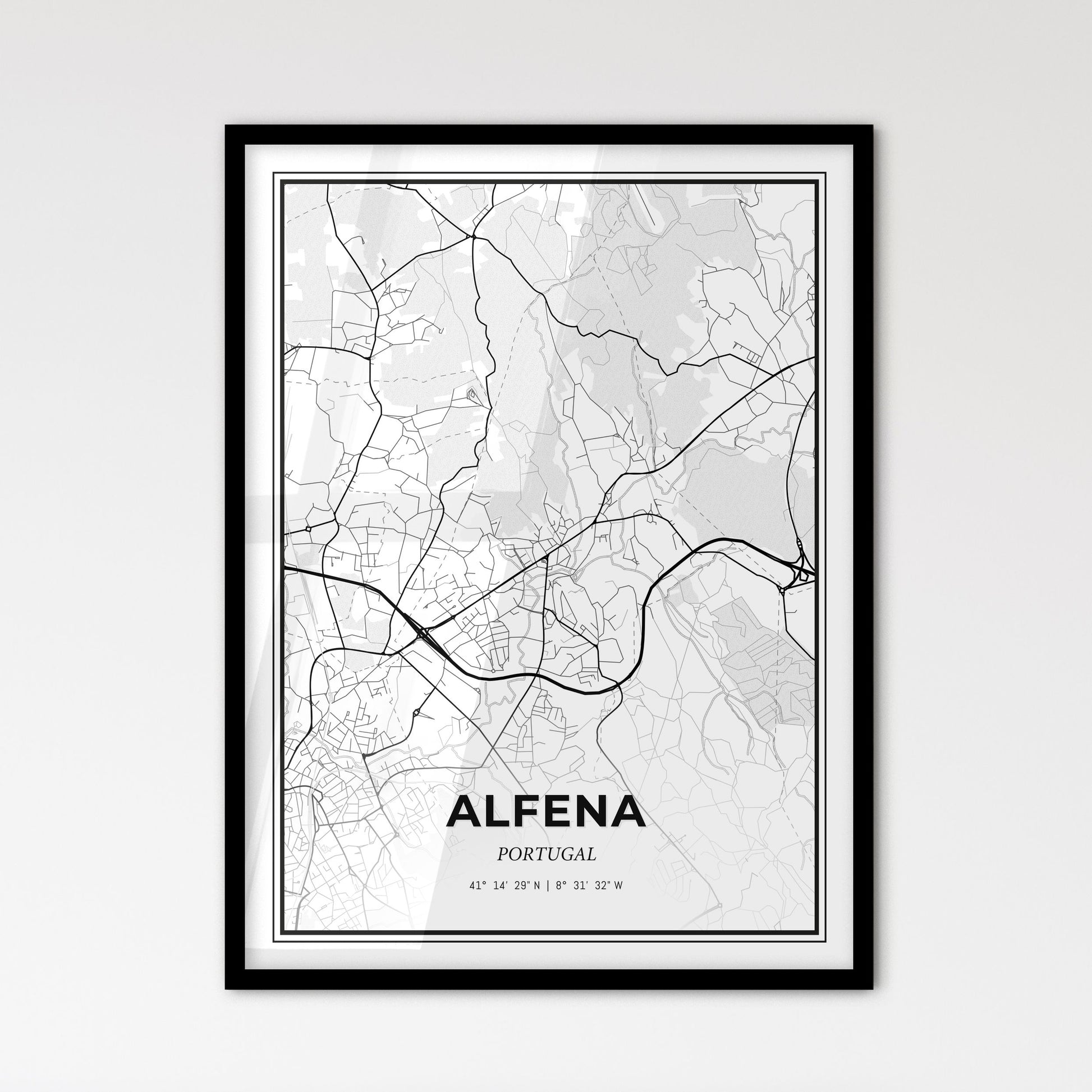 Alfena Portugal - Scandinavian Style City Map for Modern Home Decor