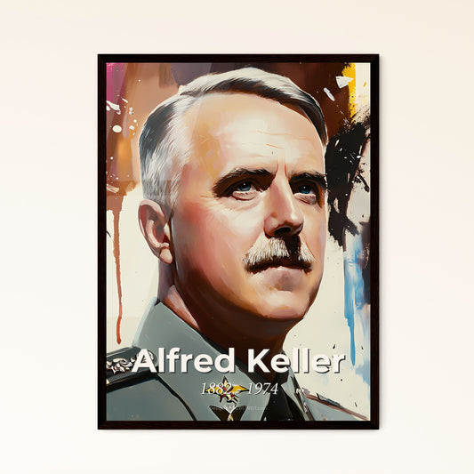 Portrait of Alfred Keller, 1882 - 1974. Impressionistic painting of a man in uniform with a mustache.