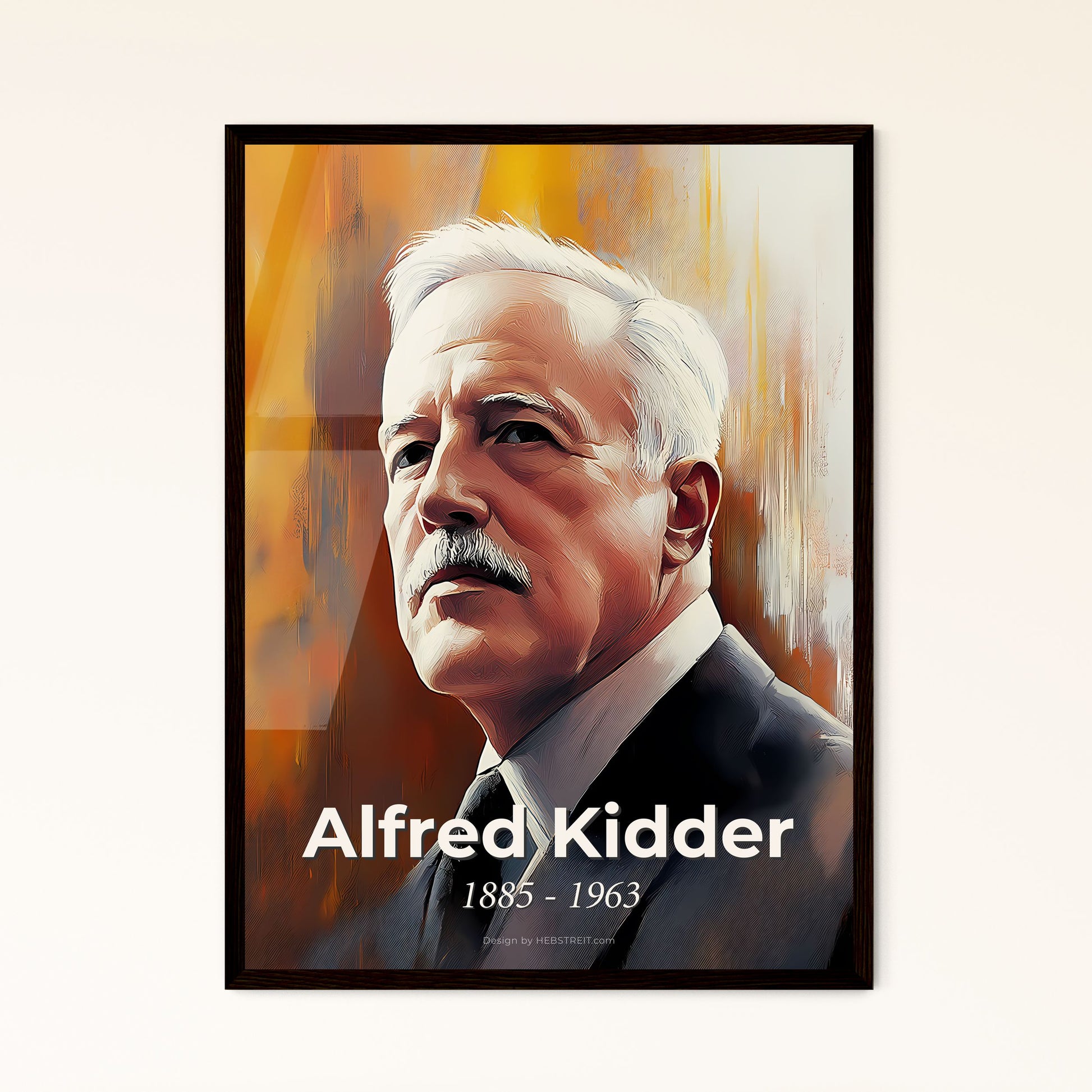 Portrait of Alfred Kidder, 1885 - 1963. Impressionistic painting of a man with a mustache.