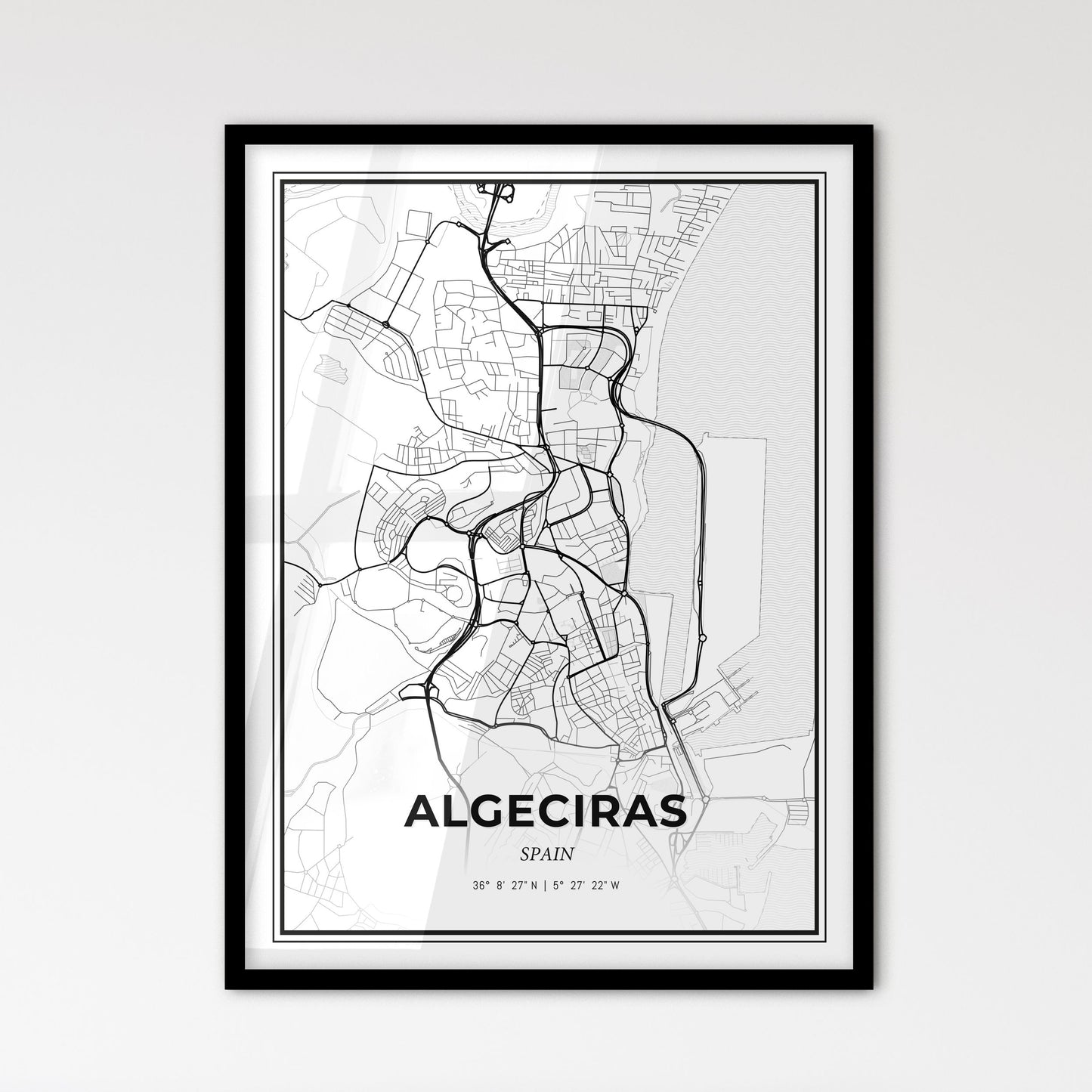 Algeciras Spain - Scandinavian Style City Map for Modern Home Decor