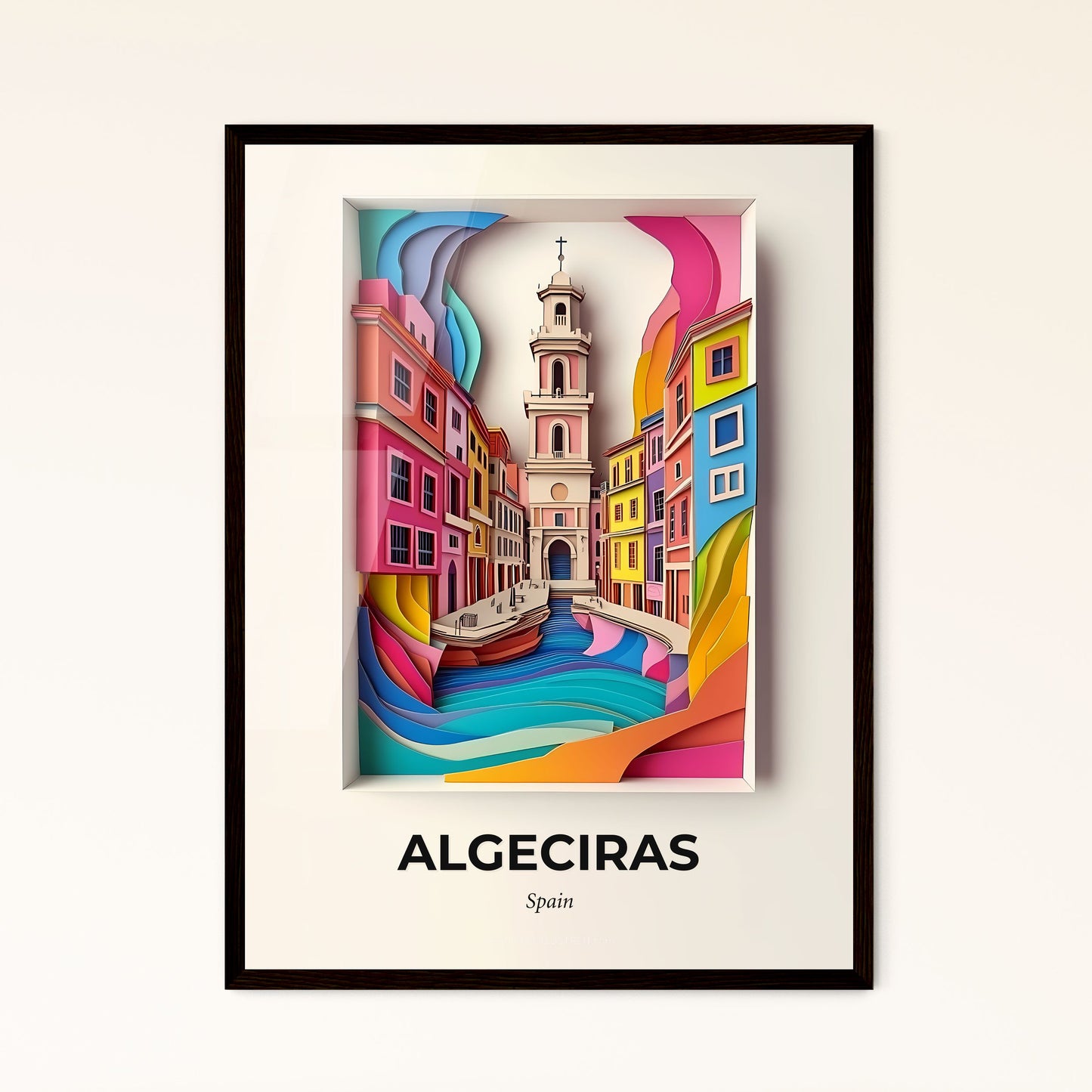 Vivid Algeciras, Spain - a city with a boat in the water