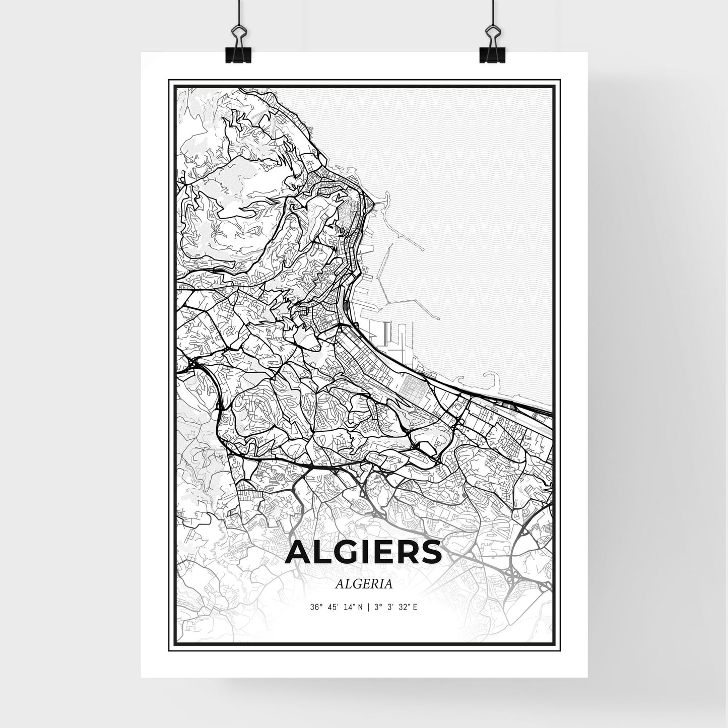 Algiers Algeria - Premium City Map Poster