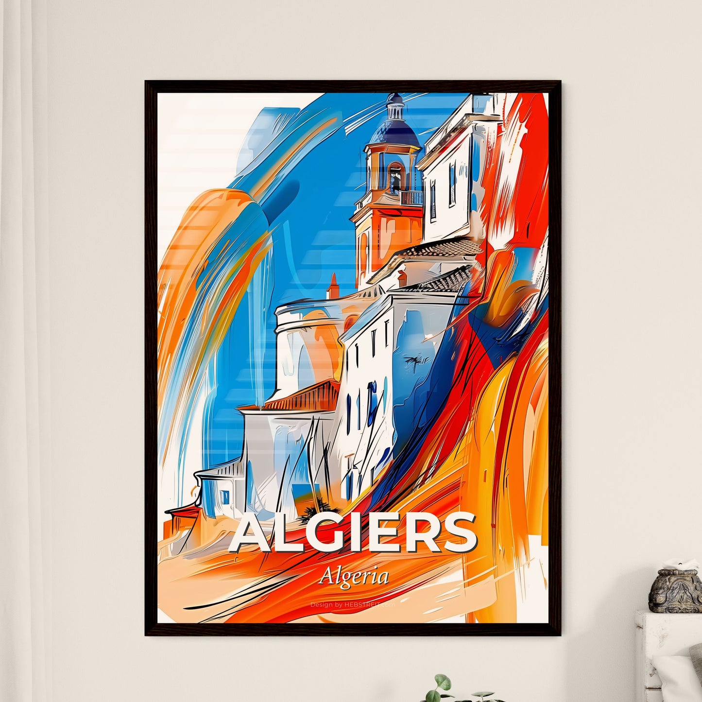 Vibrant Algiers, Algeria - A Painting Of A Building