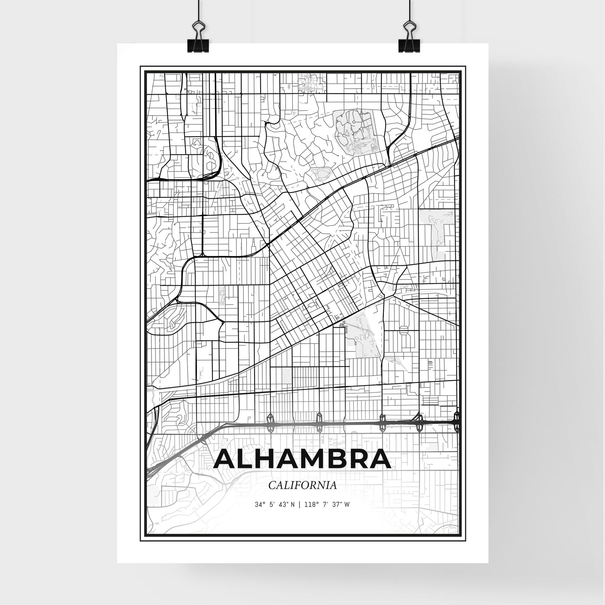 Alhambra California - Premium City Map Poster