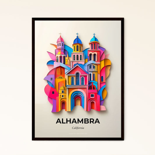 Vivid Alhambra, California - a colorful church with a cross on top of it